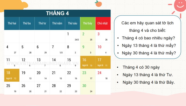 PowerPoint Toán 2: Ngày - Tháng