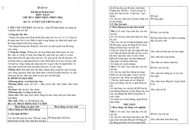 Giáo án Toán 2: Luyện tập chung trang 38
