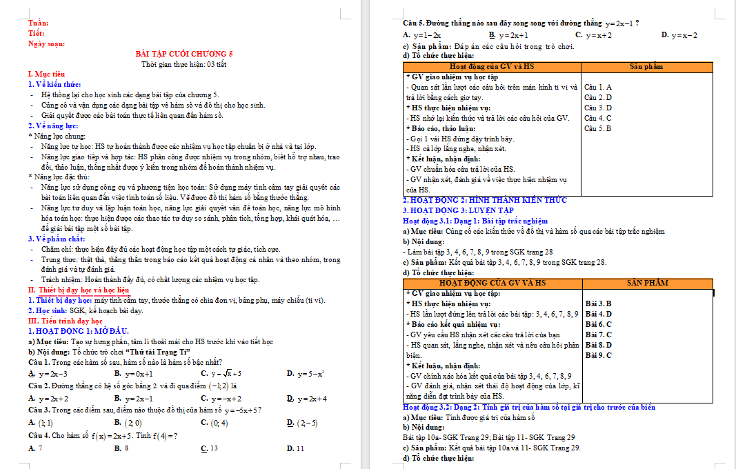 Toán 8 Bài tập cuối chương 5