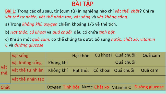 PowerPoint Khoa học tự nhiên 6 Bài tập Chủ đề 3 và 4