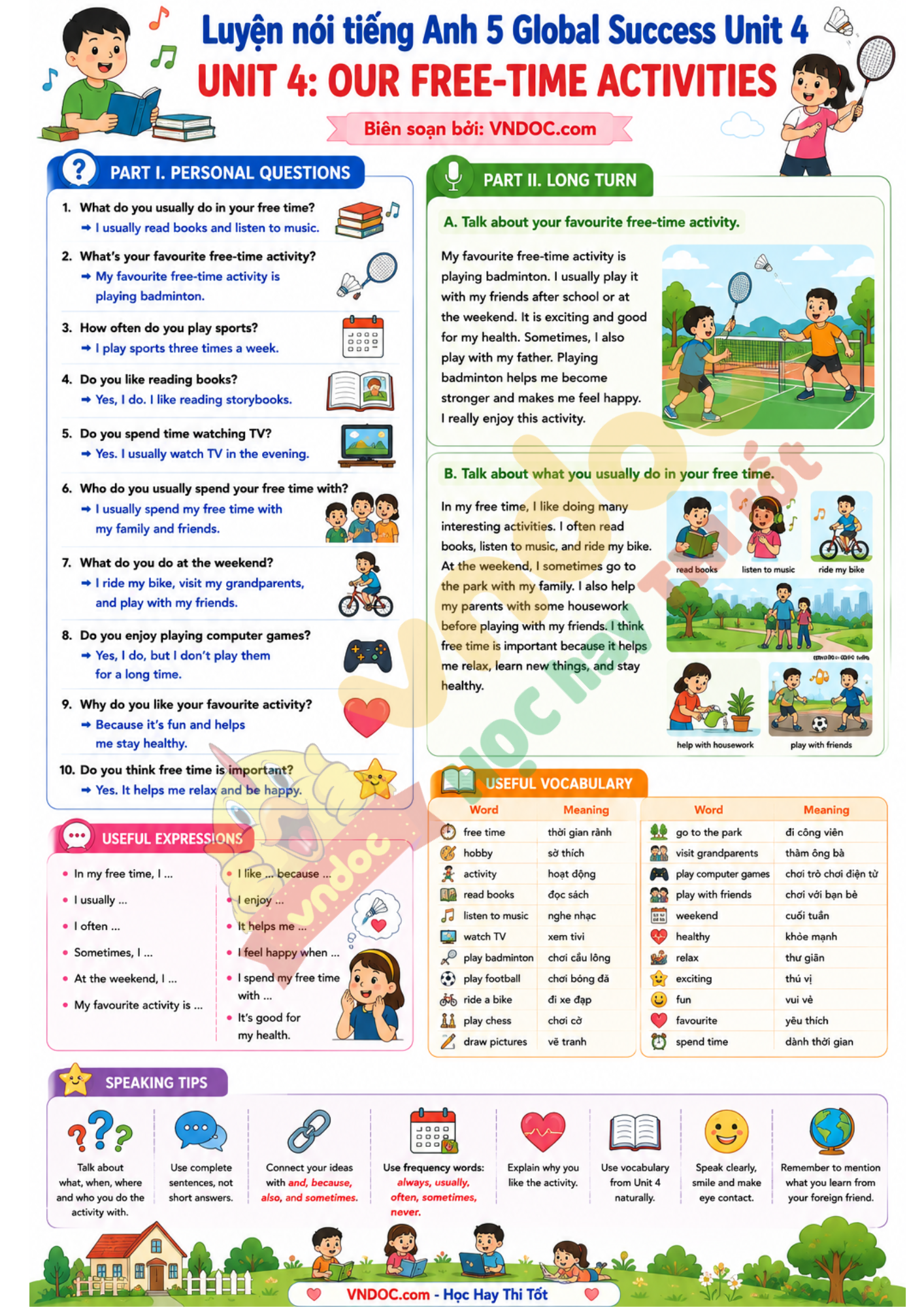 Luyện nói Tiếng Anh 5 Global Success Unit 4