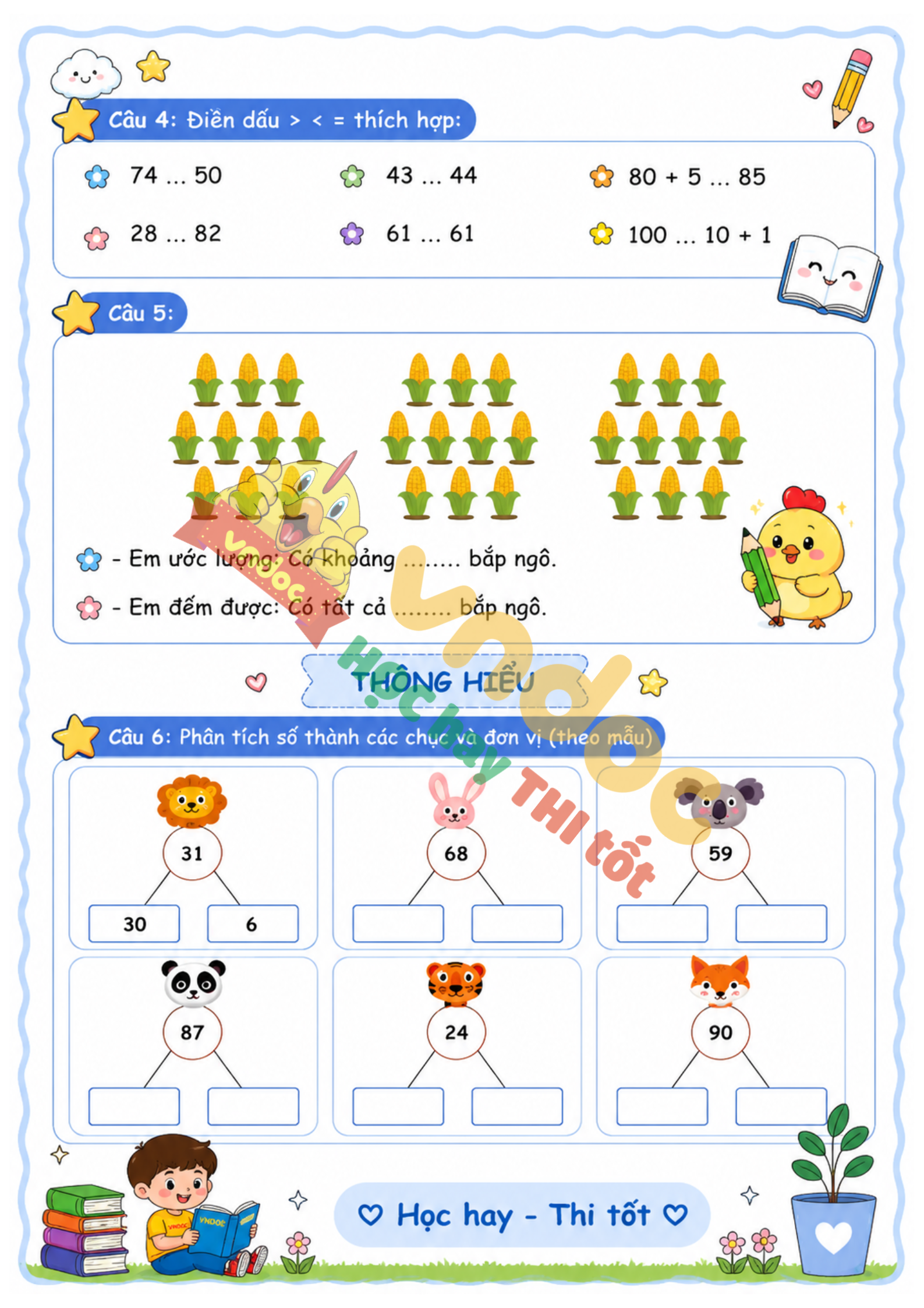 bt toan lop 2 bai 1 on tap cac so den 100 co ban mh2*4885