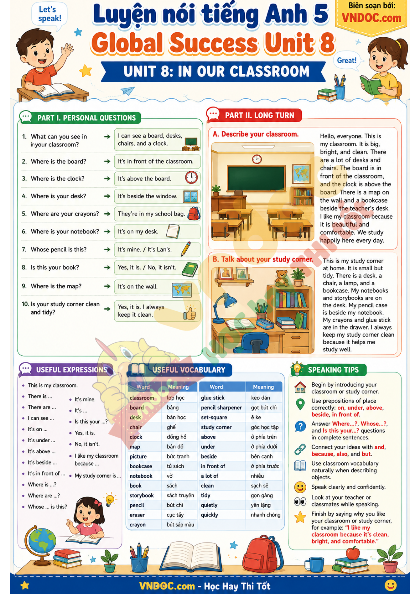 Luyện nói Tiếng Anh 5 Global Success Unit 8